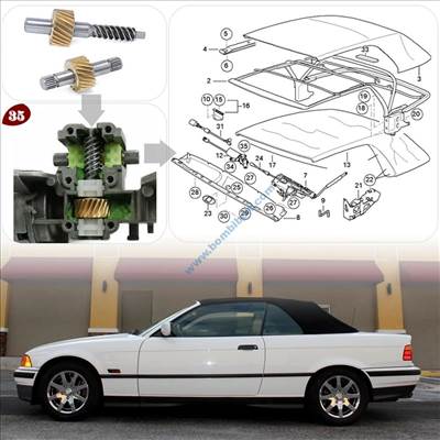 BMW E36 E46 E64 kabrió reteszelő motor hajtómű javító készlet