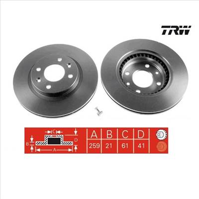 Renault Clio II új utángyártott féktárcsa pár első tengely 259mm 1998-2010-ig