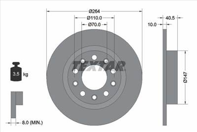 féktárcsa TEXTAR 92230203 for ALFA ROMEO, DODGE, FIAT