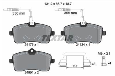 Fékbetét készlet TEXTAR 2417501 for PEUGEOT, CITROËN