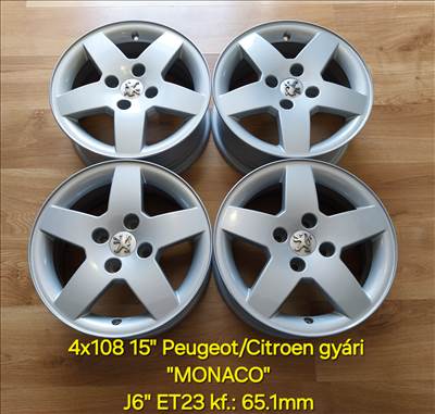 4x108 15" Peugeot "MONACO" gyári alufelni garnitúra
