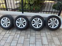 5x112 lyukosztású 15" használt (gyári felni) alufelni, rajta 195/65 használt Barum nyári gumi gumi 