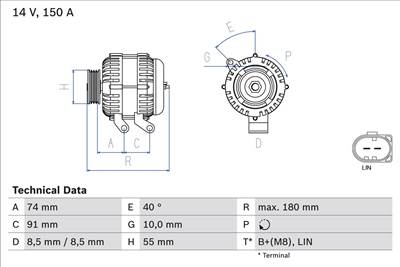 generátor BOSCH 0 986 080 810 for FORD, VOLVO
