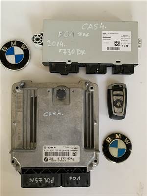 BMW 7-es F01/F02 motorvezérlő 730dX 2014 indító szett – DDE motorvezérlő + CAS4 + 1db kulcs 8577834 0281030735