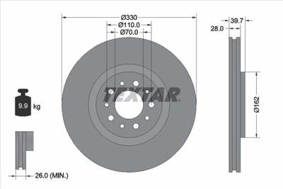 féktárcsa TEXTAR 92145103 for JEEP, ALFA ROMEO