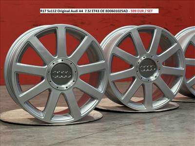 R17 5x112 Original Audi A4  7.5J ET43 OE 8D0601025AD gyári alufelnik felnik