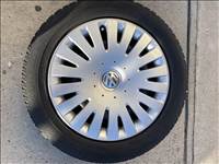  5x112  16" újszerű (gyári felni) lemezfelni, rajta 205/55 használt Dunlop téli gumi