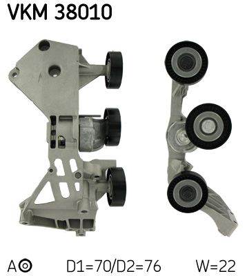 Szíjfeszítő, hosszbordás szíj SKF VKM 38010 for MERCEDES-BENZ
