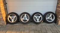 4x100 lyukosztású 15" használt alufelni, rajta 175/65 használt téli gumi gumi 