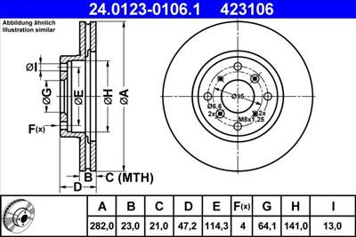 féktárcsa ATE 24.0123-0106.1 for HONDA