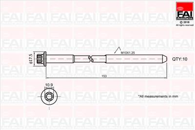 FAI AutoParts B701 - hengerfejcsavar készlet ALFA ROMEO CHEVROLET FIAT IRMSCHER OPEL SAAB VAUXHALL W