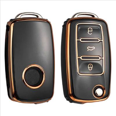 VW kulcs TPU tok 3 gombos - Fekete