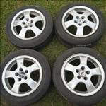  5x112 lyukosztású 15"  VW használt alufelni, rajta 195/60 használt Dunlop nyári gumi gumi 