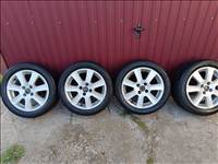  4x98 lyukosztású 15" használt Borbet alufelni, rajta 195/50 eldobós négyévszakos gumi gumi 