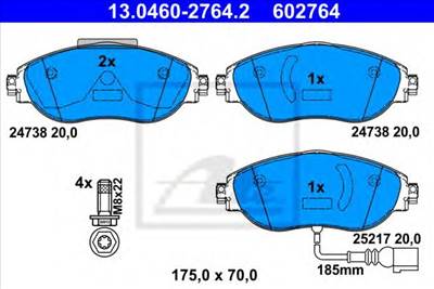 ATE 13.0460-2764.2 - fékbetét AUDI SEAT SKODA VW