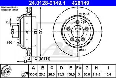 ATE 24.0128-0149.1 - féktárcsa AUDI PORSCHE VW
