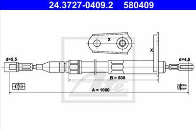 ATE 24.3727-0409.2 - Kézifék bowden MERCEDES-BENZ