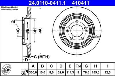 ATE 24.0110-0411.1 - féktárcsa HYUNDAI KIA