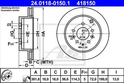 ATE 24.0118-0150.1 - féktárcsa MAZDA