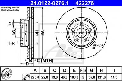 ATE 24.0122-0276.1 - féktárcsa SUBARU TOYOTA