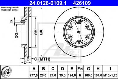ATE 24.0126-0109.1 - féktárcsa FORD NISSAN