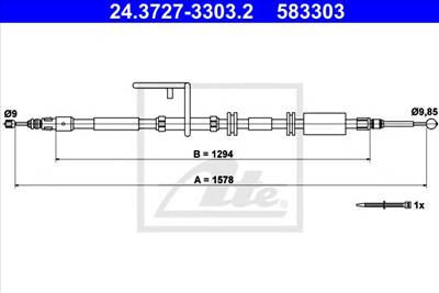 ATE 24.3727-3303.2 - Kézifék bowden LAND ROVER