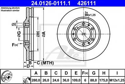 ATE 24.0126-0111.1 - féktárcsa ISUZU OPEL VAUXHALL