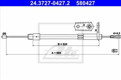 ATE 24.3727-0427.2 - Kézifék bowden MERCEDES-BENZ