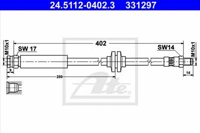 ATE 24.5112-0402.3 - fékcső ALFA ROMEO CITROËN FIAT OPEL PEUGEOT VAUXHALL