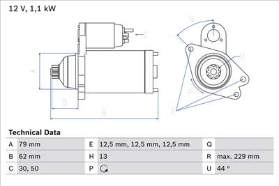 BOSCH 0 986 029 110 - önindító AUDI SEAT SKODA VW VW (SVW)