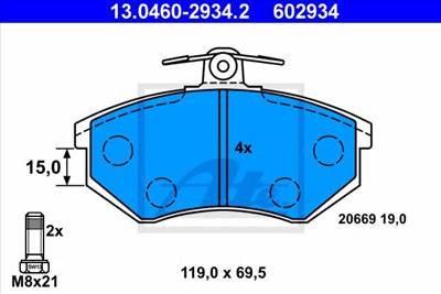 ATE 13.0460-2934.2 - fékbetét AUDI