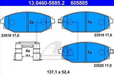 ATE 13.0460-5885.2 - fékbetét HYUNDAI MITSUBISHI