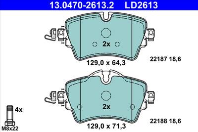 ATE 13.0470-2613.2 - fékbetétkészlet, tárcsafék BMW MINI