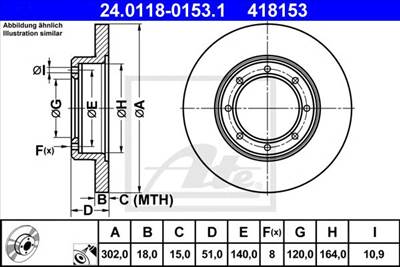 ATE 24.0118-0153.1 - féktárcsa NISSAN OPEL RENAULT VAUXHALL