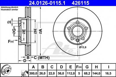 ATE 24.0126-0115.1 - féktárcsa FORD SEAT VW