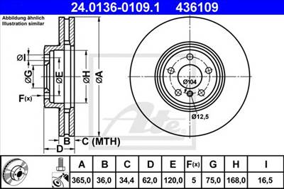 ATE 24.0136-0109.1 - féktárcsa BMW