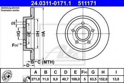 ATE 24.0311-0171.1 - féktárcsa FORD