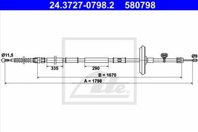ATE 24.3727-0798.2 - Kézifék bowden CHEVROLET OPEL VAUXHALL