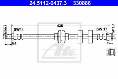 ATE 24.5112-0437.3 - fékcső ALFA ROMEO FIAT
