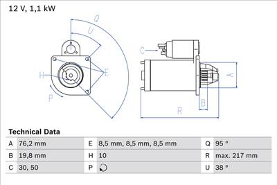 BOSCH 0 986 029 150 - önindító ALFA ROMEO FIAT LANCIA