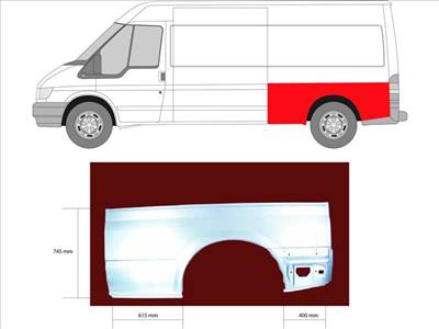 Ford Transit 2006-2014 - Hátsó sárvédő alsó rész jobb (75/184cm)