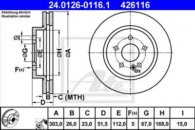 ATE 24.0126-0116.1 - féktárcsa MERCEDES-BENZ