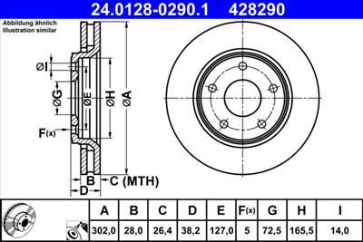 ATE 24.0128-0290.1 - féktárcsa CHRYSLER FIAT