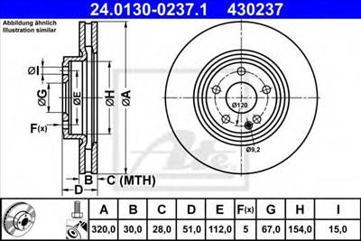 ATE 24.0130-0237.1 - féktárcsa MERCEDES-BENZ