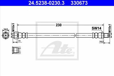 ATE 24.5238-0230.3 - fékcső MERCEDES-BENZ