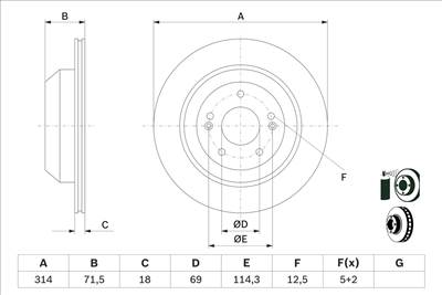 BOSCH 0 986 479 F43 - féktárcsa KIA