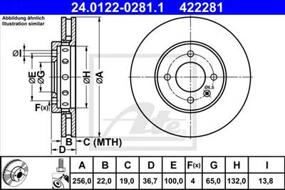 ATE 24.0122-0281.1 - féktárcsa SEAT SKODA VW
