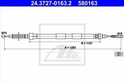 ATE 24.3727-0163.2 - Kézifék bowden FORD SEAT VW
