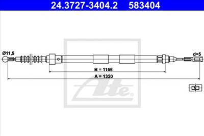 ATE 24.3727-3404.2 - Kézifék bowden SEAT VW