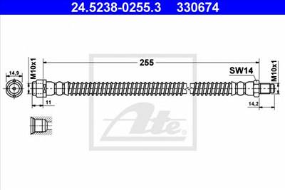 ATE 24.5238-0255.3 - fékcső MERCEDES-BENZ